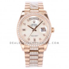 Day-Date 36 128345RBR MOP Dial with Diamond Bezel in Everose Gold