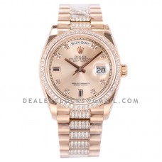 Day-Date 36 128345RBR Rose Dial with Diamond Bezel in Everose Gold