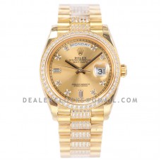 Day-Date 36 128348RBR Champagne Dial with Diamond Markers and Bezel in Yellow Gold