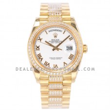 Day-Date 36 128348RBR White Dial with Diamond Bezel in Yellow Gold Day-Date 36 128348RBR White Dial with Diamond Bezel in Yellow Gold