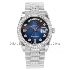 Day-Date 36 128349RBR Blue Dial with Diamond Bezel in White Gold Day-Date 36 128349RBR Blue Dial with Diamond Bezel in White Gold