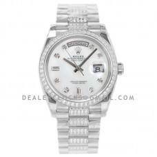 Day-Date 36 128349RBR MOP Dial with Diamond Bezel in White Gold Day-Date 36 128349RBR MOP Dial with Diamond Bezel in White Gold