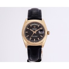 Day-Date 36 Black Dial in Rose Gold on Leather Strap Day-Date 36 Black Dial in Rose Gold on Leather Strap