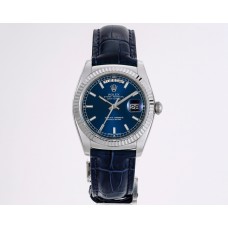 Day-Date 36 Blue Dial in White Gold on Leather Strap Day-Date 36 Blue Dial in White Gold on Leather Strap