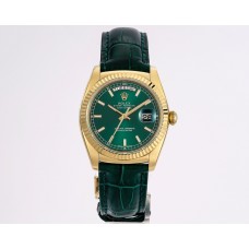 Day-Date 36 Green Dial in Yellow Gold on Leather Strap Day-Date 36 Green Dial in Yellow Gold on Leather Strap