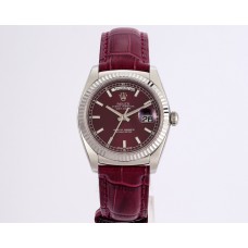 Day-Date 36 Red Dial in White Gold on Leather Strap Day-Date 36 Red Dial in White Gold on Leather Strap