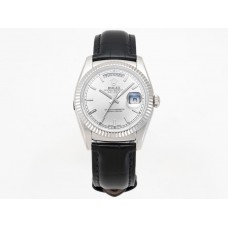 Day-Date 36 Silver Dial in White Gold on Leather Strap Day-Date 36 Silver Dial in White Gold on Leather Strap