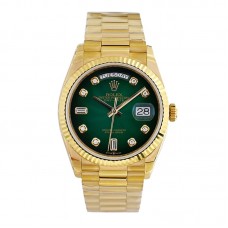 Daydate 36 128238 Green Dial with Diamond Markers in Yellow Gold Daydate 36 128238 Green Dial with Diamond Markers in Yellow Gold