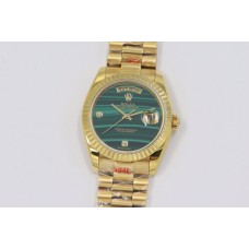 Daydate 36 128238 Malachite Diamond Marker Dial in Yellow Gold Daydate 36 128238 Malachite Diamond Marker Dial in Yellow Gold