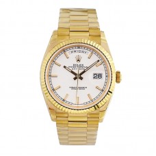 Daydate 36 128238 White Dial with Sticker in Yellow Gold Daydate 36 128238 White Dial with Sticker in Yellow Gold