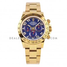 Daytona 116518 Blue Dial with Arabic Numerals in Yellow Gold