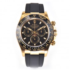 Daytona 116518LN Black Dial in Yellow Gold on Rubber Strap