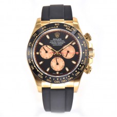 Daytona 116518LN Black/Champagne Index “Newman” Dial in Yellow Gold on Rubber Strap