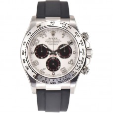 Daytona 116519 White Dial in White Gold on Rubber Strap Daytona 116519 White Dial in White Gold on Rubber Strap