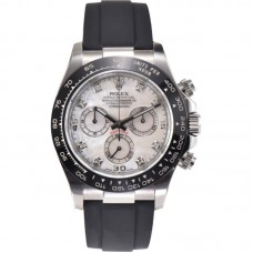 Daytona 116519LN White MOP Dial with Diamond Markers in White Gold on Rubber Strap Daytona 116519LN White MOP Dial with Diamond Markers in White Gold on Rubber Strap