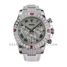 Daytona 116599 Diamond Paved Dial in White Gold White and Pink Diamonds