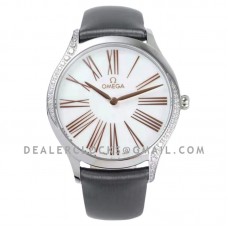 De Ville Tresor White Dial with Grey Leather Strap