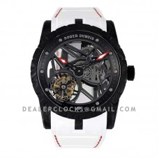 Excalibur Carbon Flying Tourbillon on White Rubber Strap with Red Stitching Excalibur Carbon Flying Tourbillon on White Rubber Strap with Red Stitching