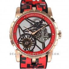 Excalibur Spider Skeleton Flying Tourbillon in Rose Gold with Red/Black Rubber Strap Excalibur Spider Skeleton Flying Tourbillon in Rose Gold with Red/Black Rubber Strap