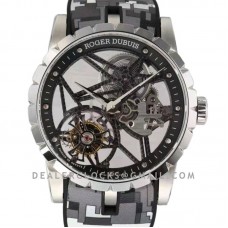 Excalibur Spider Skeleton Flying Tourbillon in Steel with White/Black Rubber Strap Excalibur Spider Skeleton Flying Tourbillon in Steel with White/Black Rubber Strap