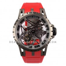 Excalibur Spider Skeleton Flying Tourbillon with Red Rubber Strap Excalibur Spider Skeleton Flying Tourbillon with Red Rubber Strap
