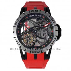 Excalibur Spider Skeleton Flying Tourbillon in Titanium with Red Rubber Strap Excalibur Spider Skeleton Flying Tourbillon in Titanium with Red Rubber Strap