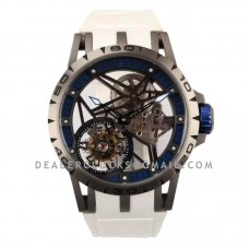Excalibur Spider Skeleton Flying Tourbillon with White Rubber Strap