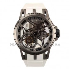 Excalibur Spider Skeleton Flying Tourbillon with White Rubber Strap