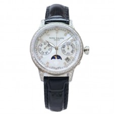 Grand Complications Ladies First Perpetual Calendar with Diamond Bezel in White Gold on Leather Strap