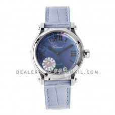Happy Sport Automatic 33mm Blue MOP Dial in Steel on Blue Leather Strap Happy Sport Automatic 33mm Blue MOP Dial in Steel on Blue Leather Strap