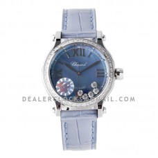 Happy Sport Automatic 33mm Blue MOP Dial with Diamond Bezel in Steel on Blue Leather Strap Happy Sport Automatic 33mm Blue MOP Dial with Diamond Bezel in Steel on Blue Leather Strap