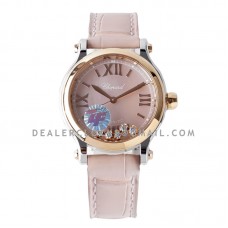 Happy Sport Automatic 33mm Pink MOP Dial in Steel/Rose Gold on Pink Leather Strap Happy Sport Automatic 33mm Pink MOP Dial in Steel/Rose Gold on Pink Leather Strap