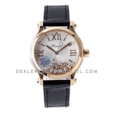 Happy Sport Automatic 33mm White Dial in Rose Gold on Black Leather Strap Happy Sport Automatic 33mm White Dial in Rose Gold on Black Leather Strap