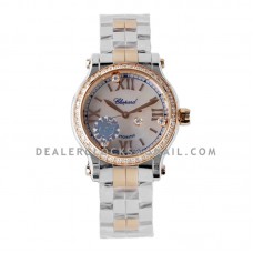 Happy Sport Automatic 33mm White MOP Dial with Diamond Bezel in Steel/Rose Gold Happy Sport Automatic 33mm White MOP Dial with Diamond Bezel in Steel/Rose Gold