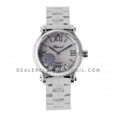 Happy Sport Automatic 33mm White MOP Dial with Diamond Bezel in Steel Happy Sport Automatic 33mm White MOP Dial with Diamond Bezel in Steel