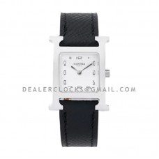 Heure H 21mm White Dial in Steel on Black Epsom Leather Strap Heure H 21mm White Dial in Steel on Black Epsom Leather Strap
