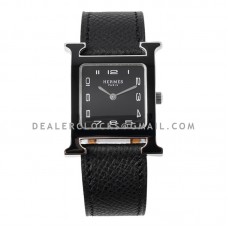 Heure H 26mm Black Dial in PVD on Black Leather Strap Heure H 26mm Black Dial in PVD on Black Leather Strap