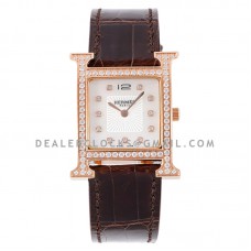 Heure H 26mm MOP Dial in Rose Gold on Brown Leather Strap Heure H 26mm MOP Dial in Rose Gold on Brown Leather Strap