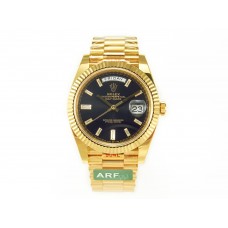 DayDate 40 228238 ARF 904L Steel Black Crystal Diamonds Bezel on President Bracelet VR3255