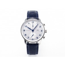 Portuguese Chrono IW371605 ZF 1:1 Best Edition White Dial on Blue Leather Strap A69355