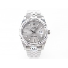 DateJust 41 126334 Fluted Bezel ARF 1:1 Best Edition 904L Steel Silver Stick Dial on Jubilee Bracelet VR3235