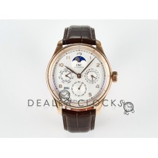 IW5033 Portugieser Perpetual Calendar RG V9F 1:1 Best Edition White Dial on Brown Leather Strap A52610