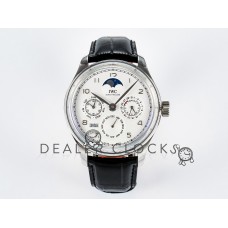 IW5033 Portugieser Perpetual Calendar SS V9F 1:1 Best Edition White Dial on Black Leather Strap A52610