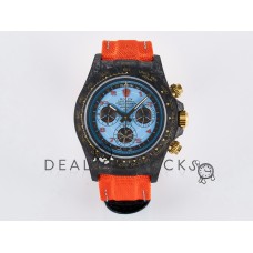 Daytona DIW “AVIA AZURE BLUE” Carbon DIWF 1:1 Best Edition Blue Dial on Orange Nylon Strap SH4130