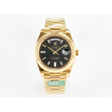 Day Date 40 228238 ARF 904L Steel Black Crystal Diamonds Bezel on President Bracelet VR3255