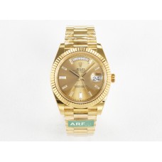 Day Date 40 228238 ARF 904L Steel YG Crystal Diamonds Bezel on President Bracelet VR3255