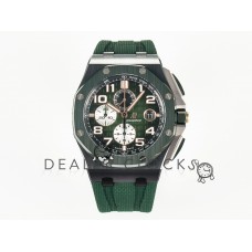 Royal Oak Offshore 44mm Black Ceramic TKF 1:1 Best Edition Green Dial on Green Rubber Strap A3126