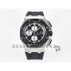 Royal Oak Offshore 44mm Black Ceramic SS TKF 1:1 Best Edition Black/White Dial on Black Rubber Strap A3126