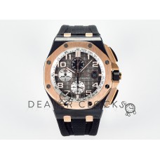 Royal Oak Offshore 44mm Black Ceramic TKF 1:1 Best Edition Gray Dial RG Bezel on Black Rubber Strap A3126