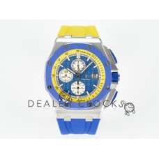 Royal Oak Offshore 44mm SS TKF 1:1 Best Edition Blue/Yellow Dial on Blue/Yellow Rubber Strap A3126 Royal Oak Offshore 44mm SS TKF 1:1 Best Edition Blue/Yellow Dial on Blue/Yellow Rubber Strap A3126